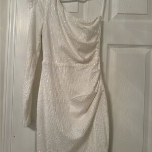 Windsor White Sequin One-Shoulder Dress
